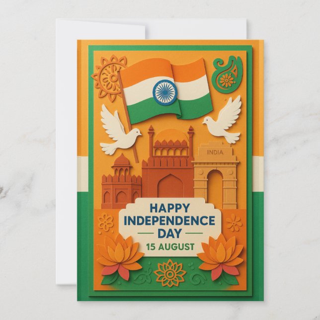 Tarjeta feliz Día de la Independencia de India (Anverso)