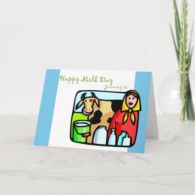 Tarjeta Feliz Día de la Leche el 11 de enero (Anverso)
