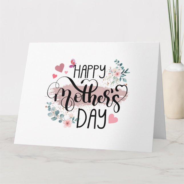 Tarjeta Feliz día de la madre 2025 Floral lindo para mujer (Anverso)