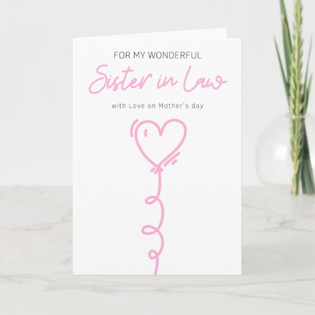 Tarjeta Feliz Día de la Madre a Hermana en globo de amor p (Anverso)