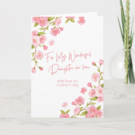 Tarjeta Feliz Día de la Madre a hija con flor rosado en le