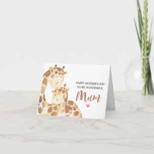 Tarjeta Feliz Día de la Madre a la maravillosa Mamá Giraff