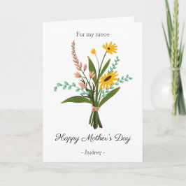 Tarjeta Feliz Día De La Madre A Mi Bouquet Floral De La Ni