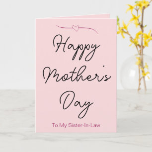 Tarjeta Feliz día de la madre a mi cuñada rosa pálido