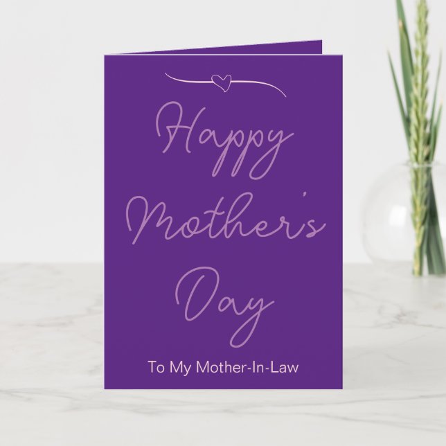 Tarjeta Feliz día de la madre a mi suegra morado (Anverso)