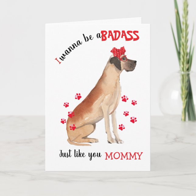 Tarjeta Feliz Día de la Madre a tu gran perro danés (Anverso)