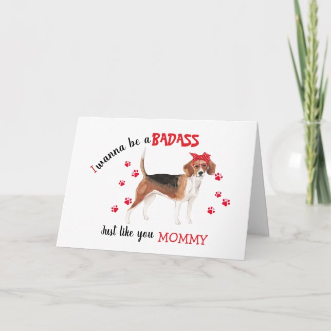 Tarjeta Feliz Día de la Madre a tu perro Beagle (Anverso)