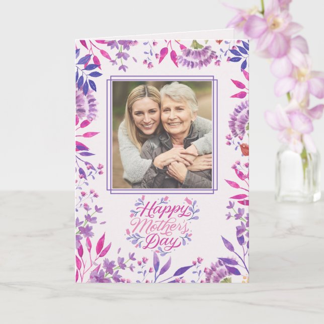 Tarjeta Feliz Día de la Madre acuarela brillante floral li (Orquídea)