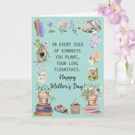 Tarjeta Feliz Día de la Madre Acuarela Floral Jardinería 