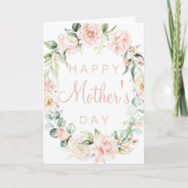 Tarjeta Feliz Día de la Madre acuarela Rubor Floral rosa