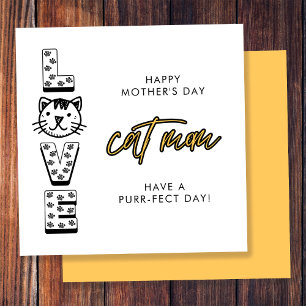 Tarjeta Feliz Día de la Madre Amarilla desde el gato