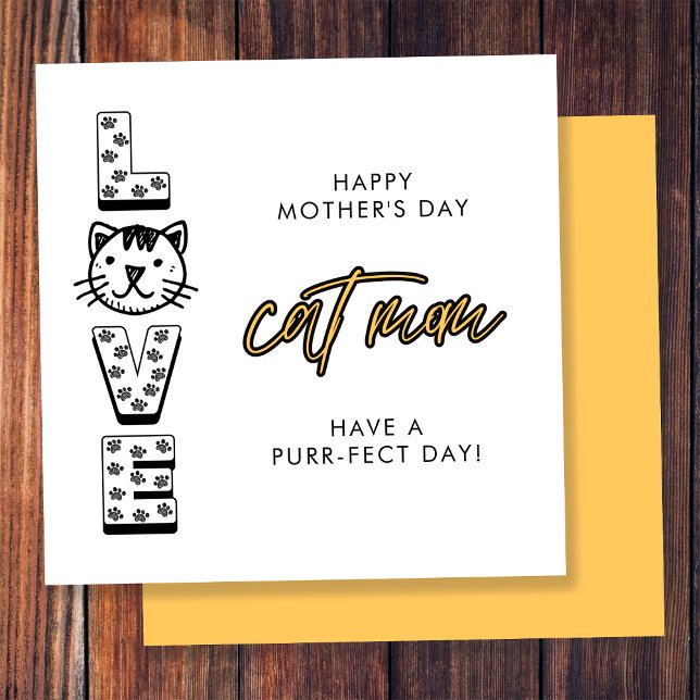 Tarjeta Feliz Día de la Madre Amarilla desde el gato (Subido por el creador)