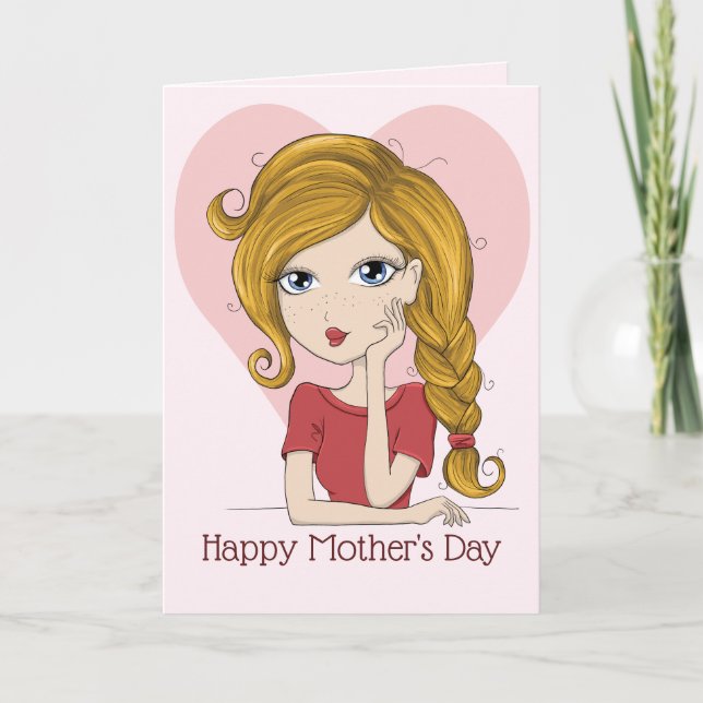 Tarjeta Feliz Día de la Madre Arte caprichoso (Anverso)