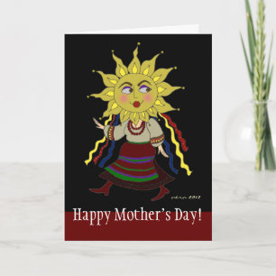 Tarjeta Feliz día de la madre: arte folclórico ucraniano