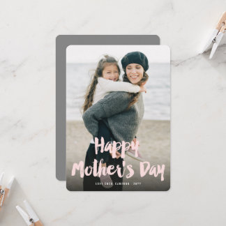 Tarjeta Feliz Día de la Madre Audaz Brush Script Moderno d