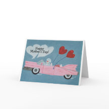 ¡Feliz Día de la Madre! Caniche en convertible ros