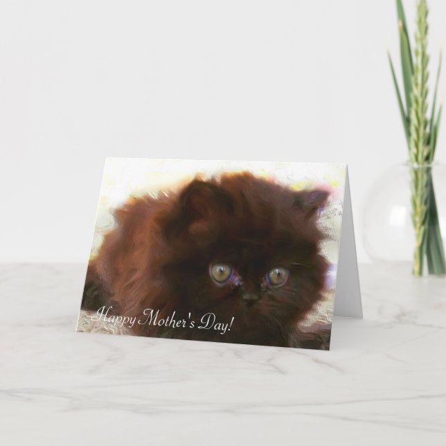 Tarjeta Feliz Día de la Madre Carné de felicitación de gat (Anverso)