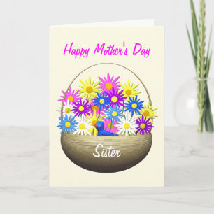 Tarjeta Feliz Día de la Madre Cesta hermana de Daisies