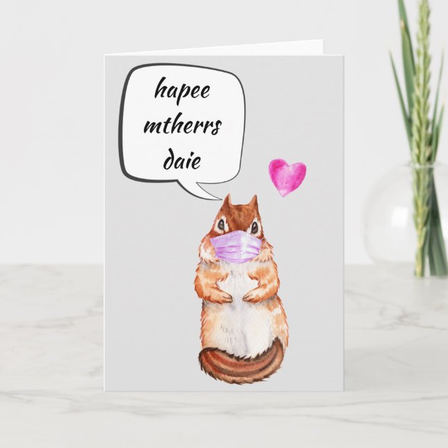 Tarjeta Feliz Día de la Madre Chipmunk Face Mask (Anverso)