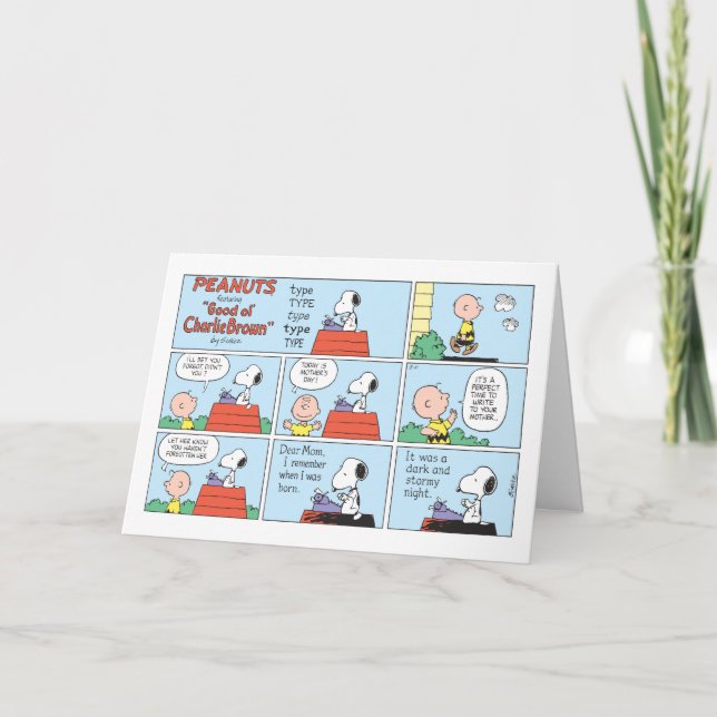 Tarjeta Feliz día de la madre | Cómic Snoopy de Peanuts (Anverso)