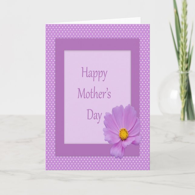 Tarjeta Feliz Día de la Madre con Flor Púrpura Ligera (Anverso)