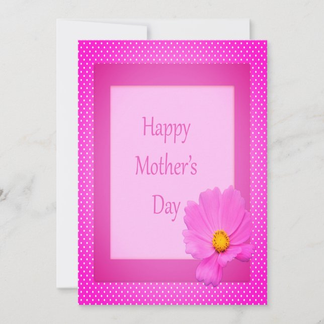 Tarjeta Feliz día de la madre con flor rosa (Anverso)
