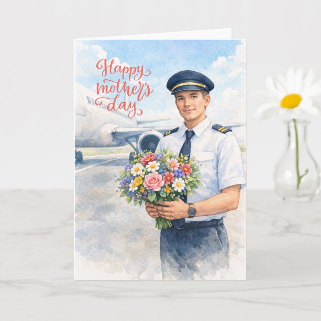 Tarjeta Feliz Día de la Madre con flores de Pilot (Planta pequeña)