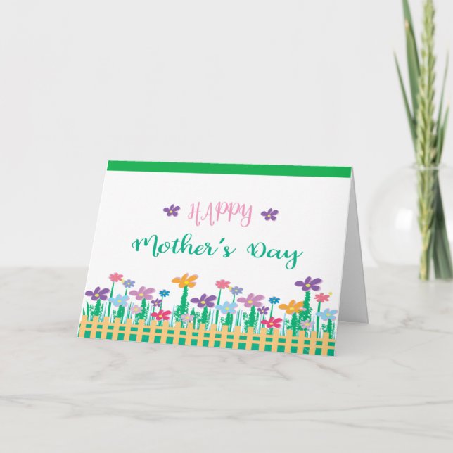 Tarjeta Feliz Día de la Madre ❤️ con flores, único (Anverso)