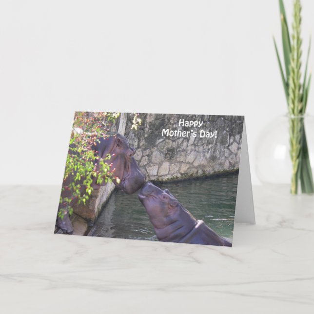 Tarjeta Feliz Día de la Madre con Hippos (Anverso)