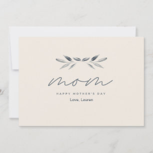 Tarjeta Feliz Día de la Madre con Hoja de Acuarela Minimal