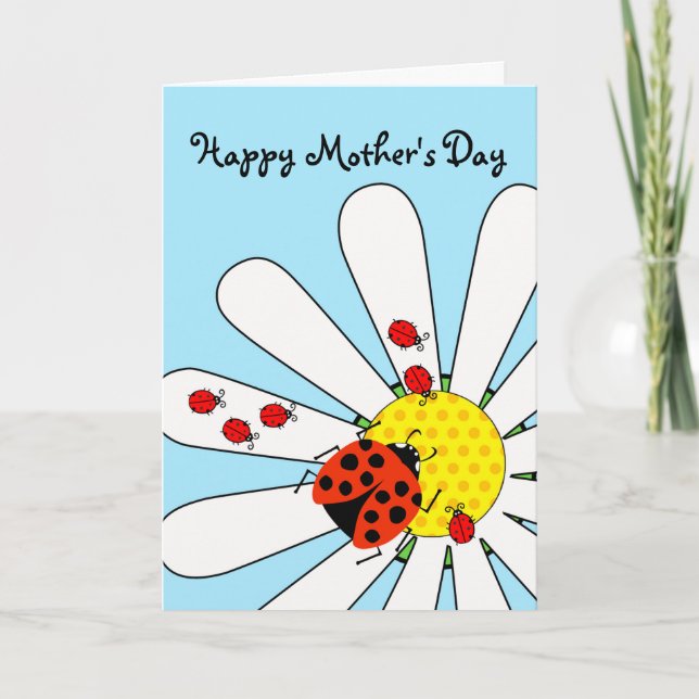 Tarjeta Feliz Día de la Madre con Ladybug y bebés (Anverso)
