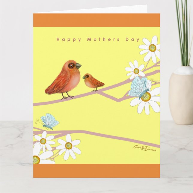 Tarjeta Feliz Día de la Madre con Pájaros (Anverso)