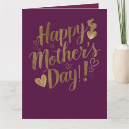 Tarjeta Feliz Día de la Madre Corazón de Escritura Dorada