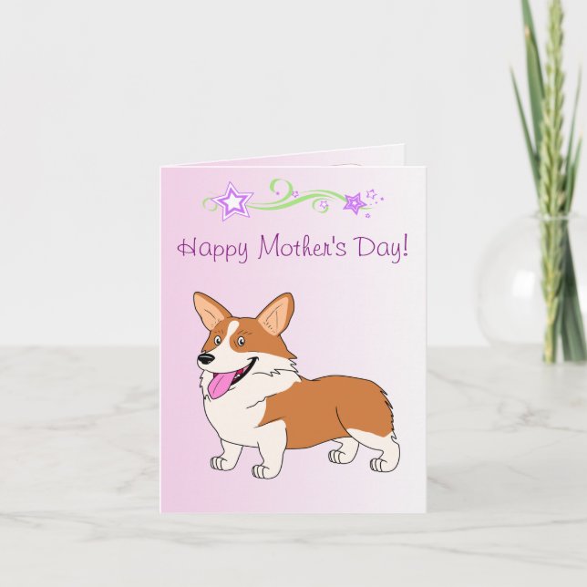 Tarjeta Feliz Día de la Madre Corgi galés (Anverso)