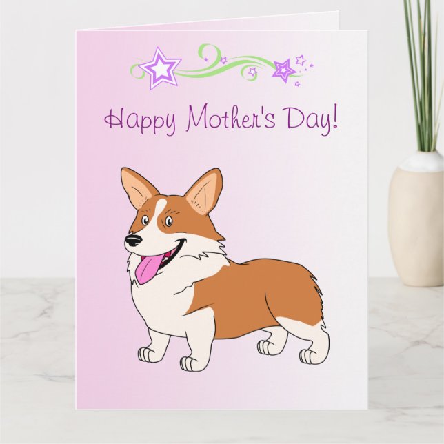 Tarjeta Feliz Día de la Madre Corgi galés (Anverso)