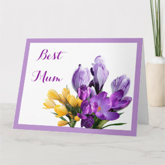 Tarjeta Feliz Día de la Madre crocus floral divertido mora