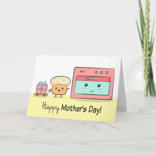 Tarjeta Feliz Día de la Madre - Cupcake Lindo y Horno Rosa