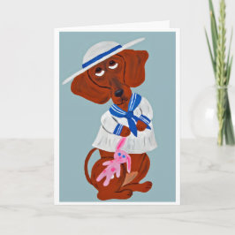 Tarjeta ¡Feliz Día de la Madre! Dachshund con traje de mar