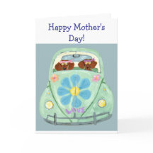 ¡Feliz Día de la Madre! Dachshunds en coche hippie