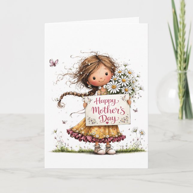 Tarjeta "Feliz Día de la Madre" Daisy Bouquet (Anverso)