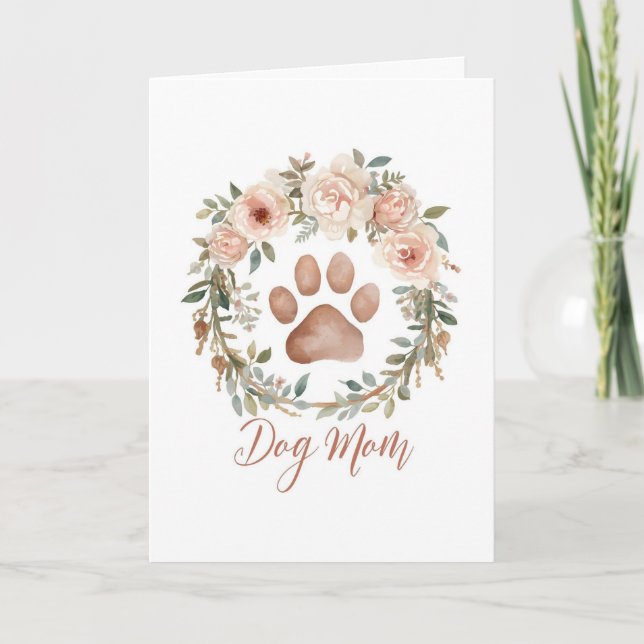 Tarjeta Feliz Día de la Madre De El Perro Acuarela Floral (Anverso)
