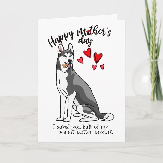 Tarjeta Feliz día de la madre de tu Husky Perro Siberiano (Anverso)