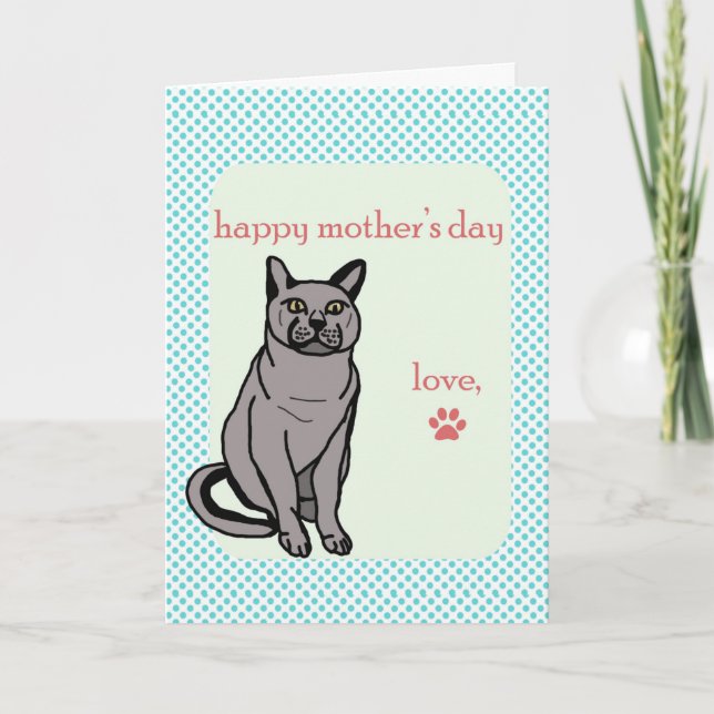 Tarjeta Feliz Día de la Madre | Del gato (Anverso)
