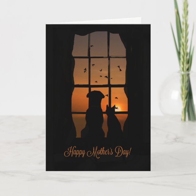 Tarjeta Feliz día de la madre desde perro y gato (Anverso)