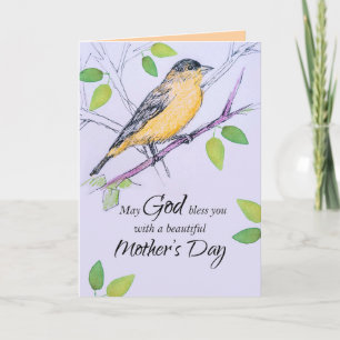 Tarjeta Feliz Día de la Madre, Dios te bendiga a ti ave Go