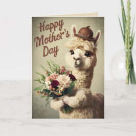 Tarjeta Feliz Día de la Madre, dulce animal de la Alpaca
