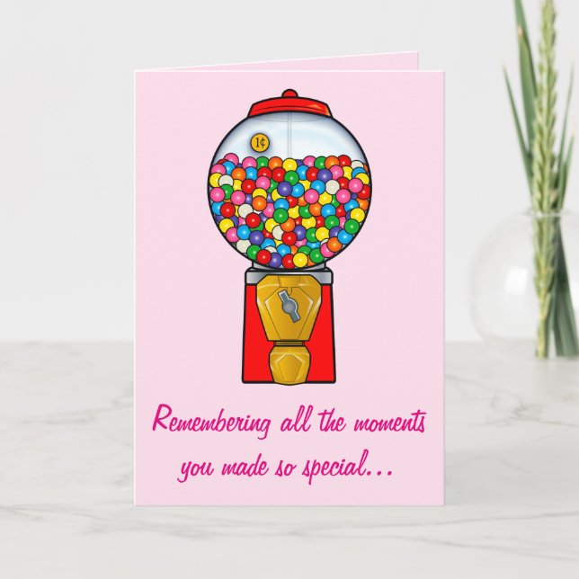 Tarjeta Feliz día de la madre, dulce Recuerdos, goma de bo (Anverso)