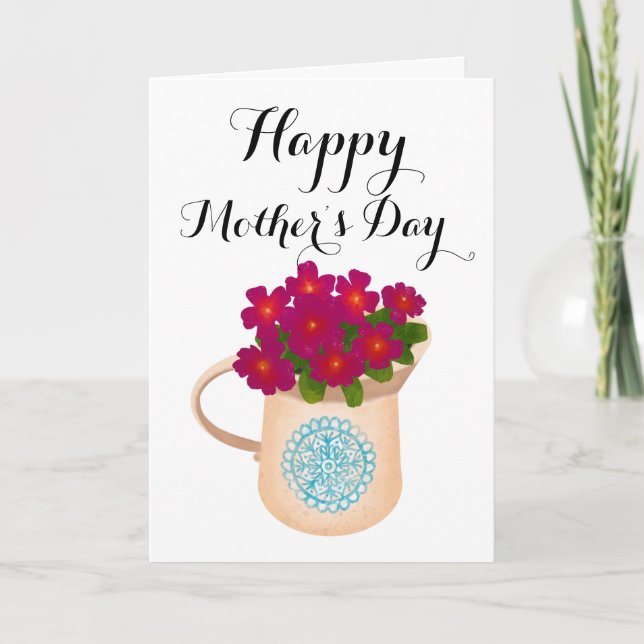 Tarjeta Feliz día de la madre, el riego floral puede (Anverso)