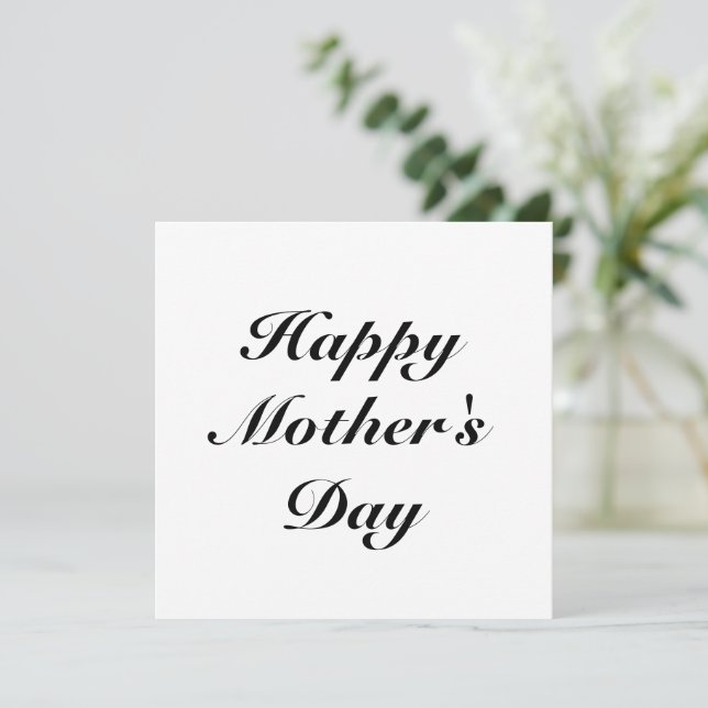 Tarjeta Feliz Día de la Madre, elegante escritura blanca n (Anverso de pie)