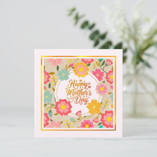 Tarjeta Feliz Día de la Madre Elegante Floral Acuarela